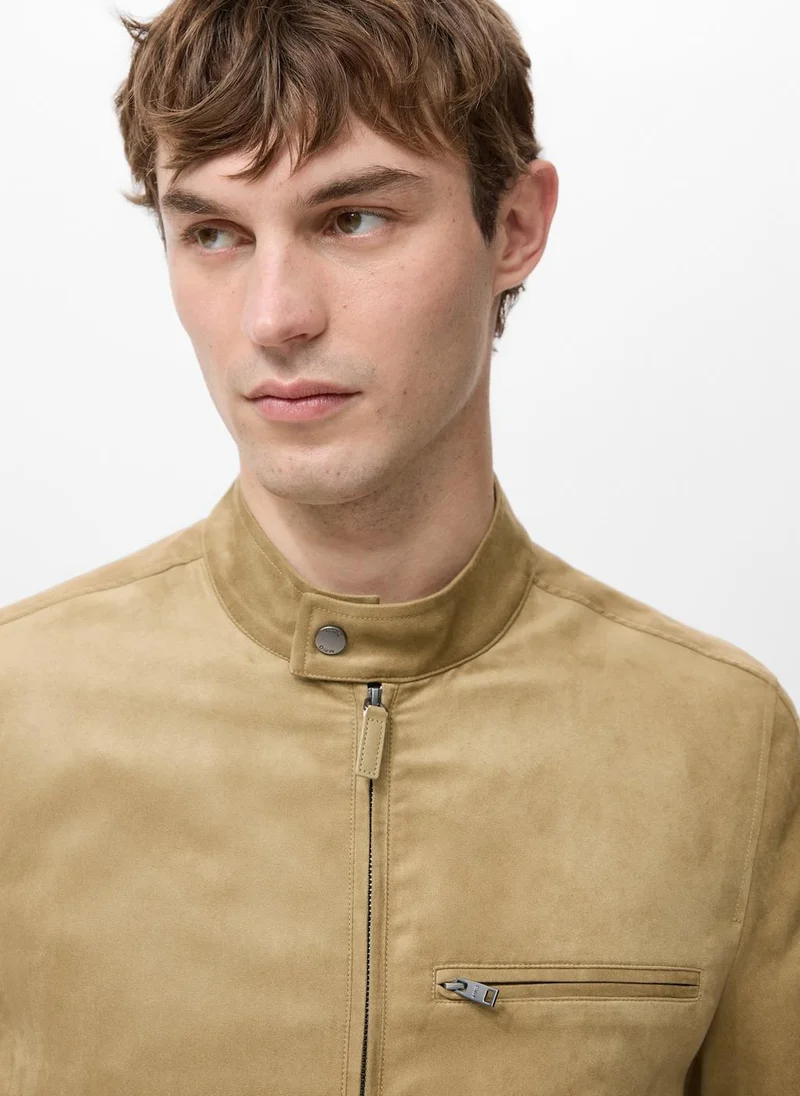مانجو مان Suede-effect biker jacket